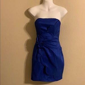 Cache bright blue strapless dress size 4